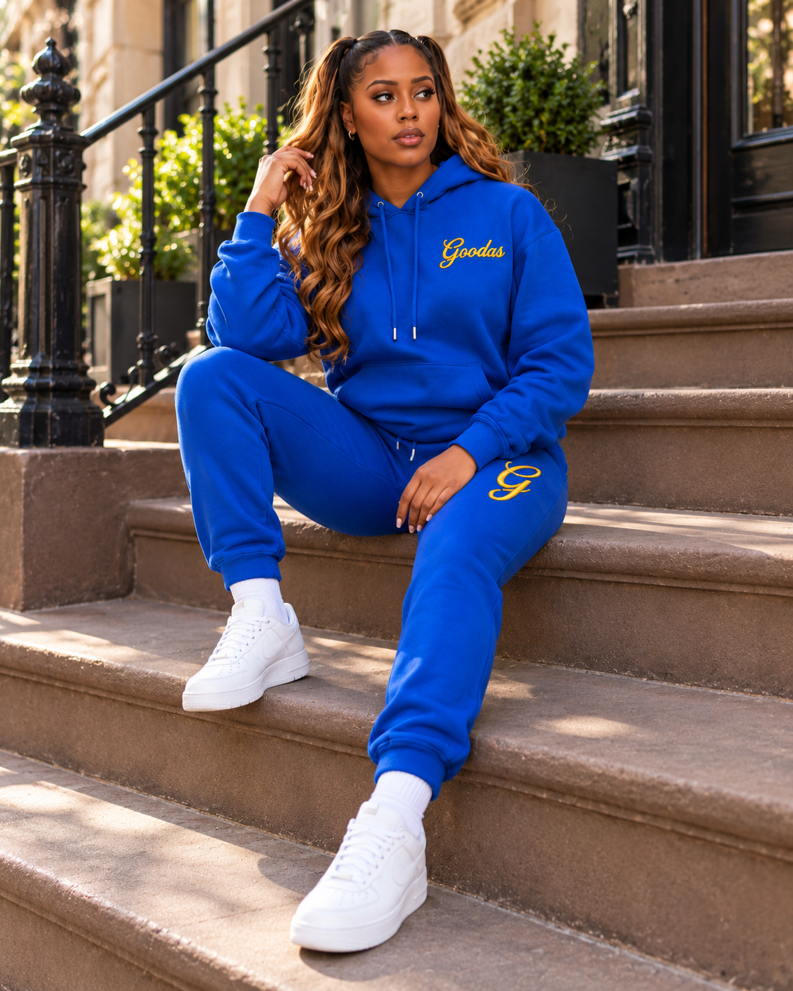 Goodas Embroidered Hoodie & Jogger Set